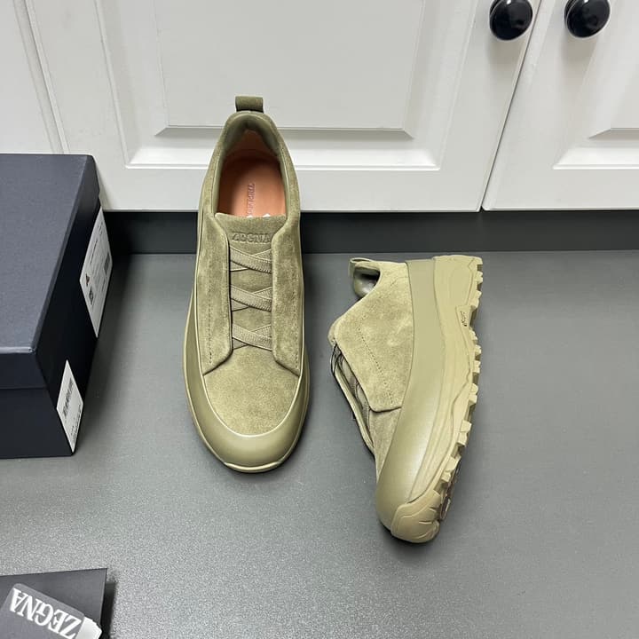 Zegna Triple Stitch™ Monte Luxury Casual Shoes in Light Grey Leather