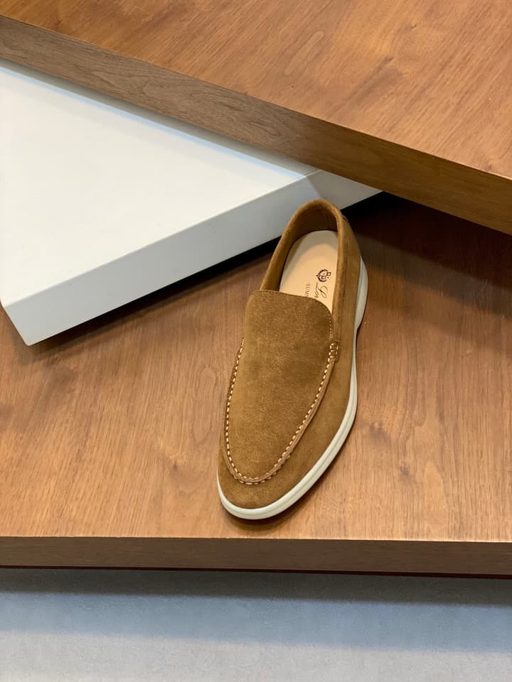 Loro Piana Suede Leather Slip-On Loafers – Unisex in Dark Brown Suede