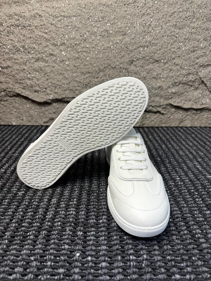 Hermès Nappa Calfskin Perforated H Sneakers in All White