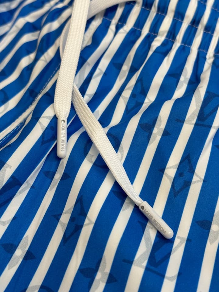 Louis Vuitton Striped Print Beach Shorts in Blue