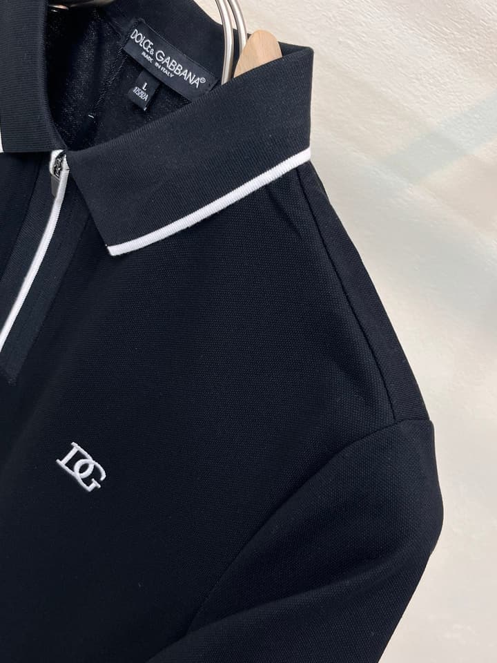 Dolce & Gabbana Embroidered Logo Pique Polo Shirt – 2026 Spring/Summer Collection in Classic Black