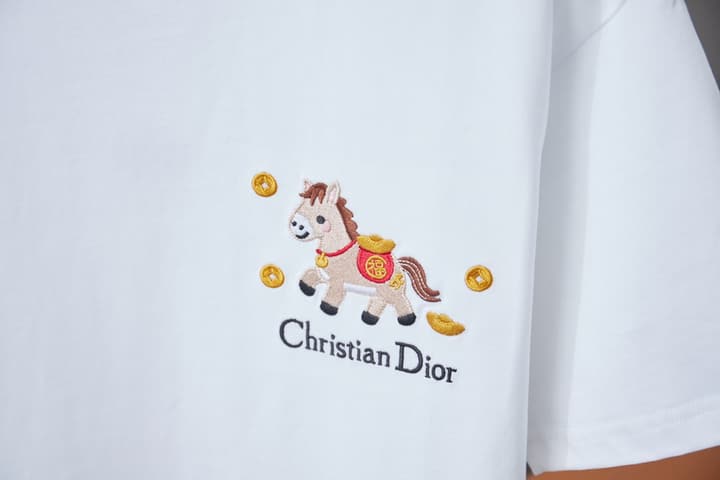 Dior Year of the Horse Pony Logo Embroidered T-Shirt – 26SS Early Spring Collection in Black