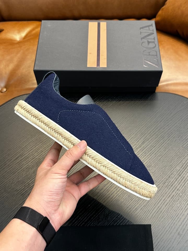 Zegna Triple Stitch Low-Top Sneakers in Dark Charcoal