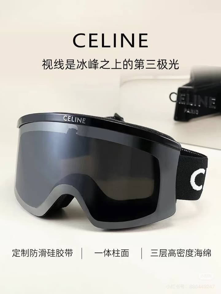 Celine Ski Goggles in Black Frame With Black Strap