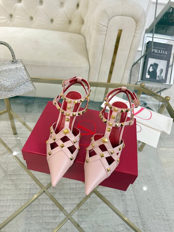 Valentino Studded Cut-Out High-Heeled Sandals – 26SS in Pink