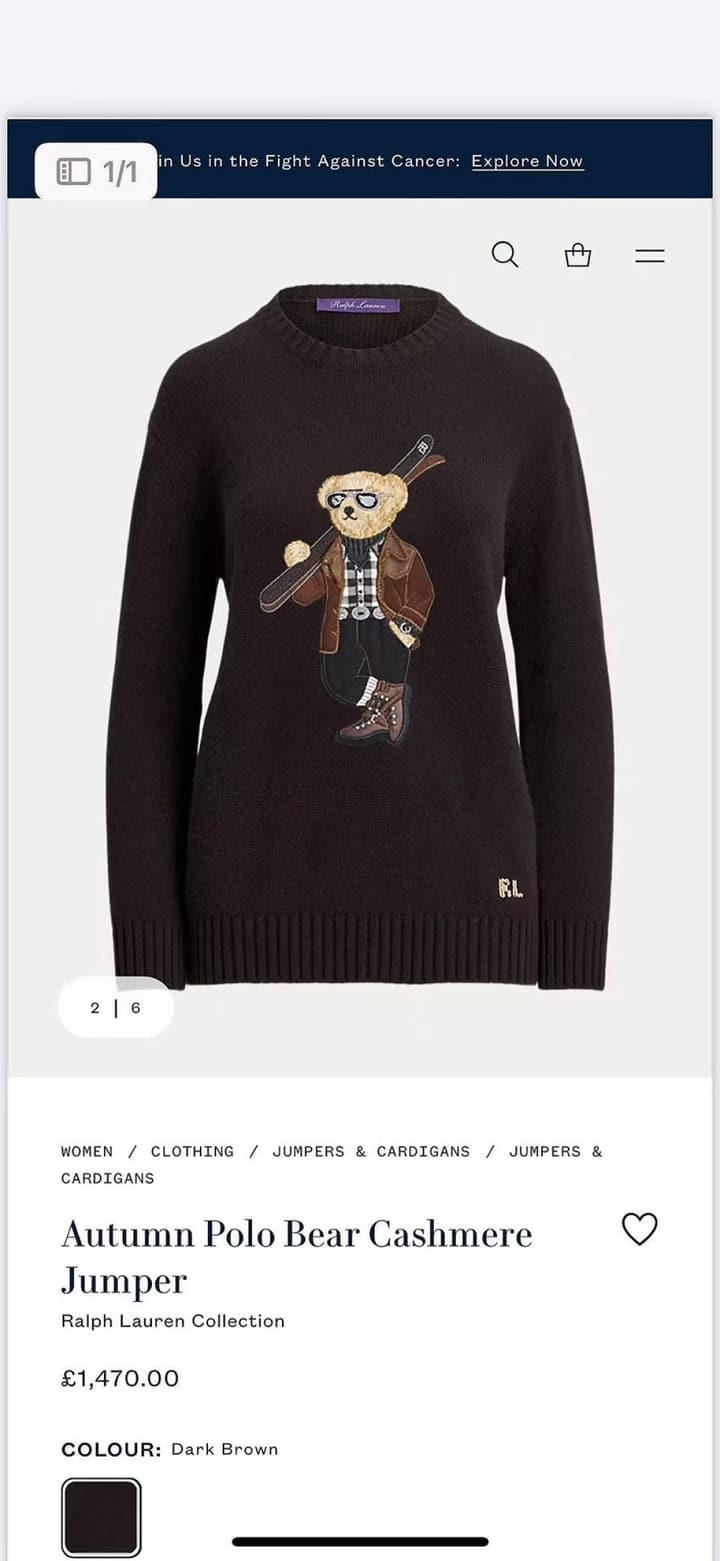 Ralph Lauren Polo Bear Cashmere Wool Knit Sweater in Black Polo Bear Sweater