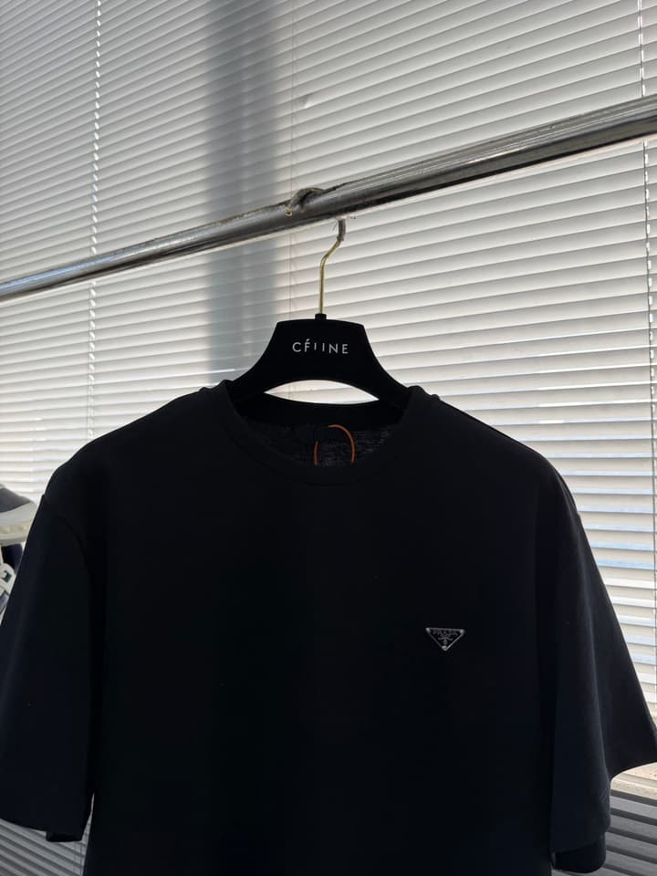 Prada Triangle Logo Short-Sleeve T-Shirt in Black