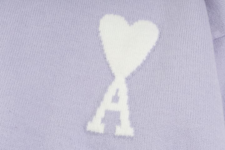 AMI Paris Classic Jacquard Heart Crewneck Sweater – 2025SS in Dusty Rose Pink