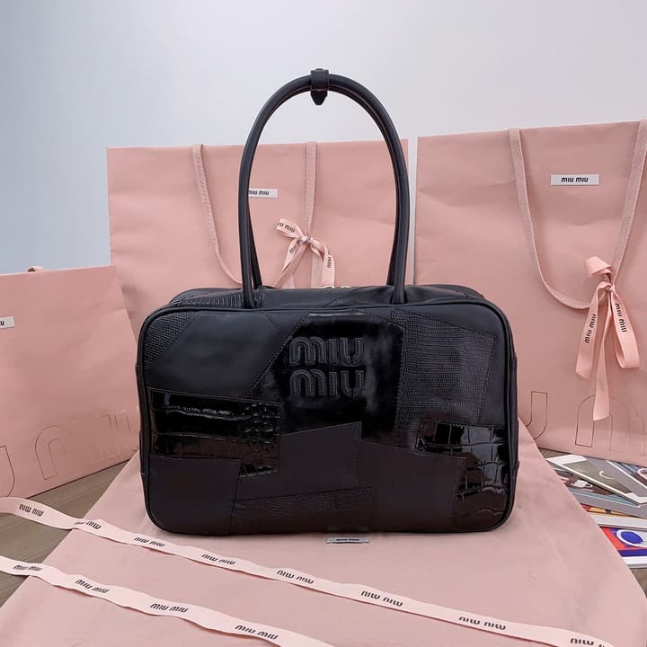 Miu Miu Patchwork Briefcase in Brown Patchwork