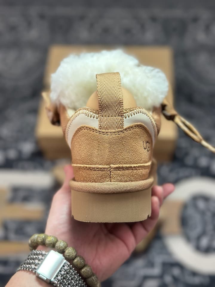 UGG Lowmel Sheepskin Snow Boots in Triple Black Suede
