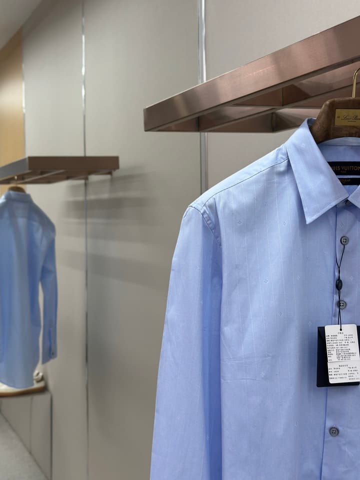 Louis Vuitton Pinstripe Jacquard Cotton Shirt – 25SS in Light Blue Pinstripe Jacquard