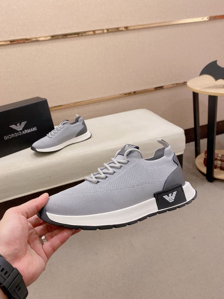 Armani Official Synchronized Knit Sneakers in Dark Grey Knit