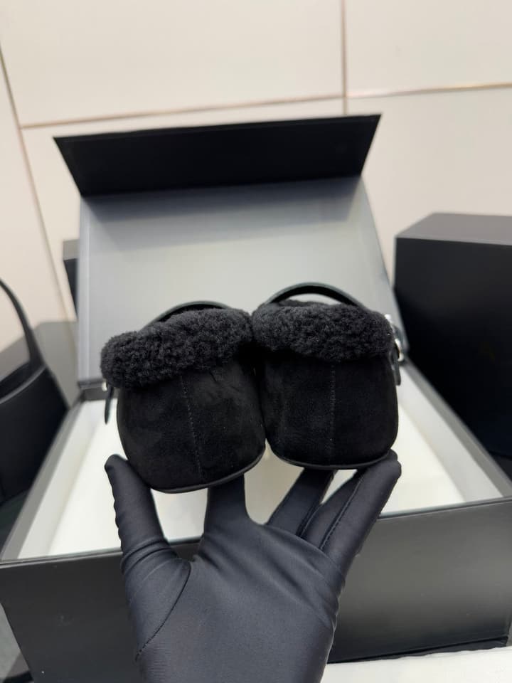 Alaïa Wool-Lined Mary Jane Ballerina Flats – 25SS/FW Collection in Black Suede