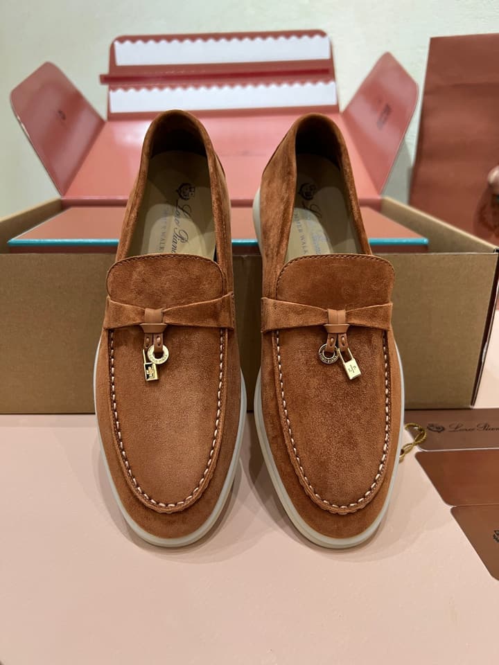 Loro Piana My Charms Suede Loafers in Dark Blue
