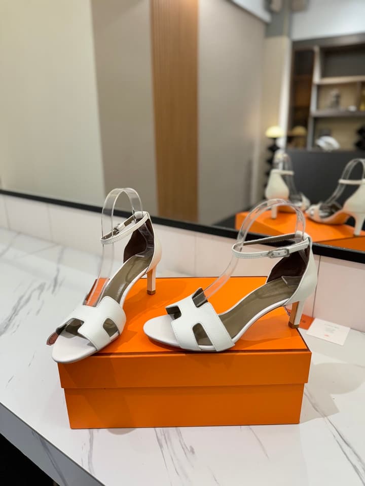 Hermès Classic Palm Grain Cowhide Heels – 6.5cm in Black