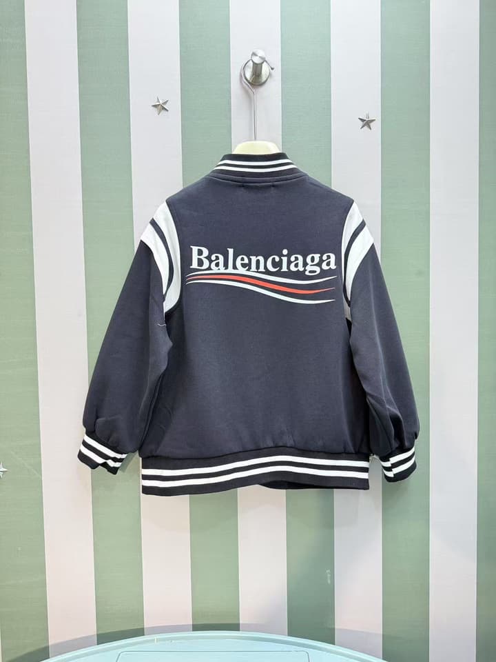 Balenciaga Baseball Bomber Jacket – Kids Collection – 2025 AW in Navy Blue With White Accents
