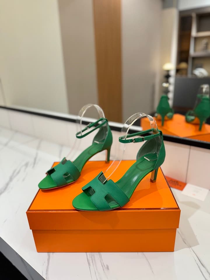 Hermès Classic Palm Grain Cowhide Heels – 6.5cm in Black