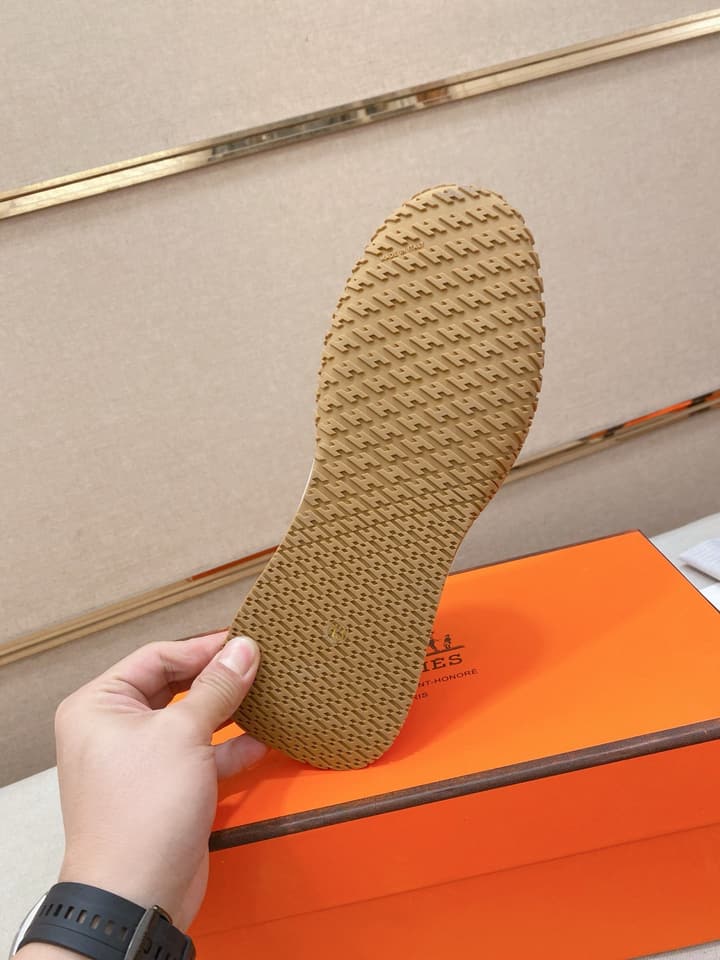 Hermès Suede and Goatskin H Detail Sneakers