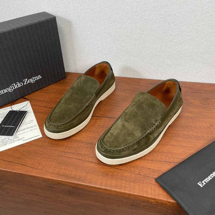 Zegna Men's Suede Leather Slip-On Loafers in Black Suede Loafer