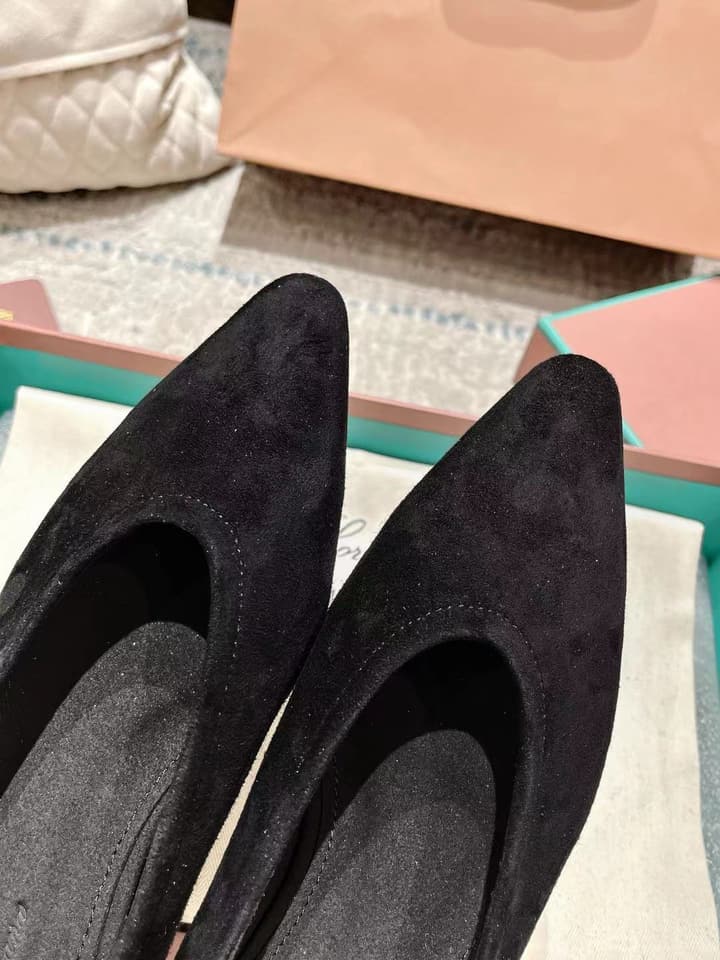 Loro Piana Rebecca Minimalist Ballerina Flats – Spring/Summer Collection in Black Suede