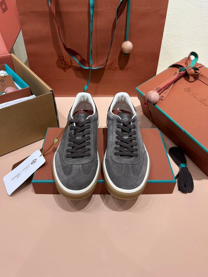 Loro Piana LP Tennis Walk Unisex Sneakers in Black Leather