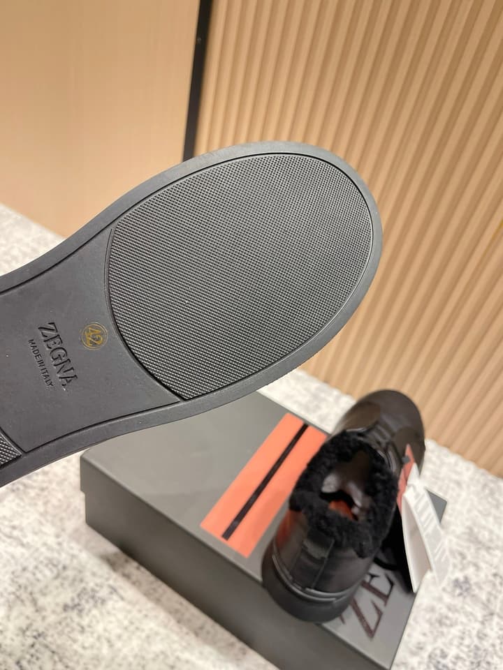 Zegna Triple Stitch Low-Top Casual Shoes – 2025SS in Black Leather