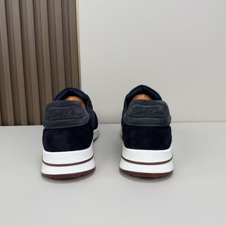 Loro Piana Men's Classic Jogging Sneakers in Black Suede
