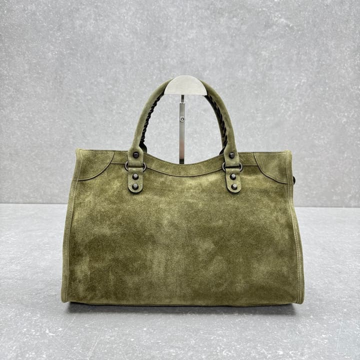Balenciaga Le City Medium Suede Shoulder Bag in Caramel Suede