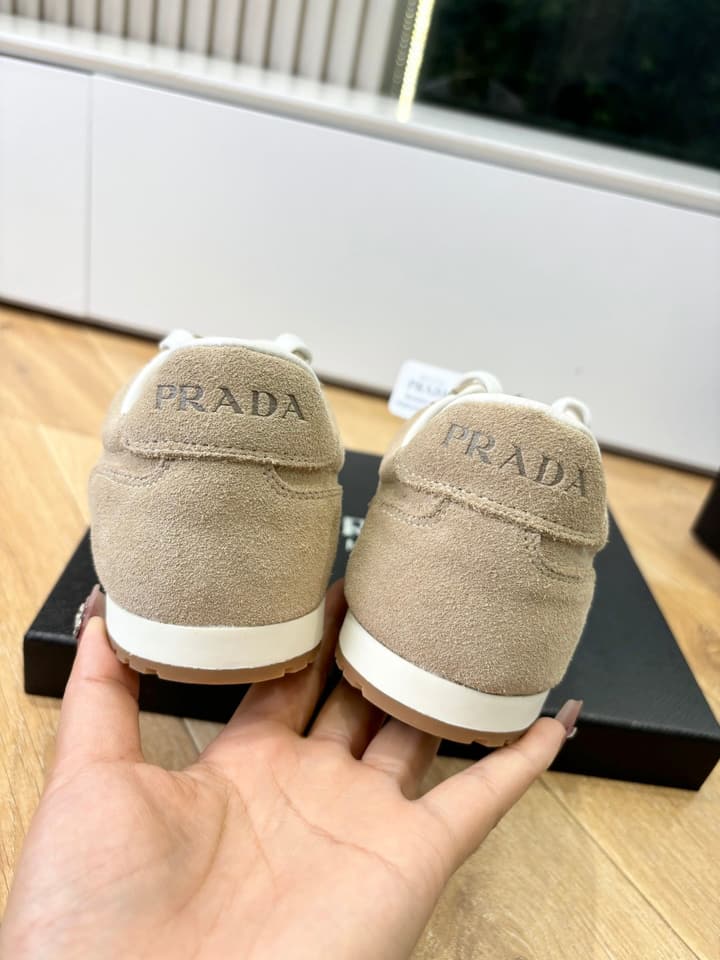 Prada FW25 German Training Shoes in Dark Brown Suede