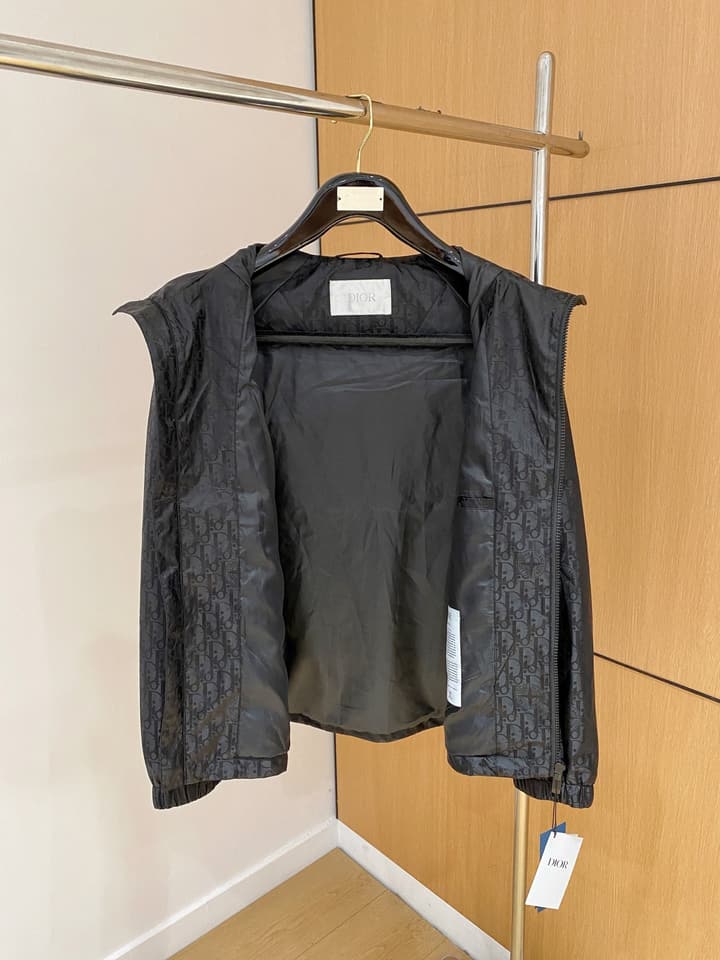 Dior New Runway Collection Jacket in Dark Gray Oblique Hooded Jacket