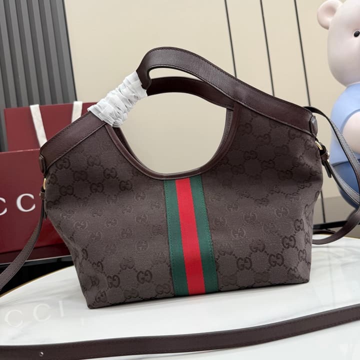 Gucci Giglio GG Canvas Handbag – 2026 Spring/Summer Collection in Dark Brown GG Canvas