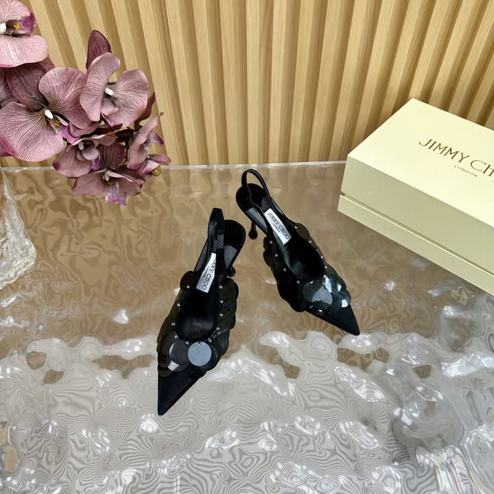Jimmy Choo Sequined Evening Pumps – 2025SS in Patent Black