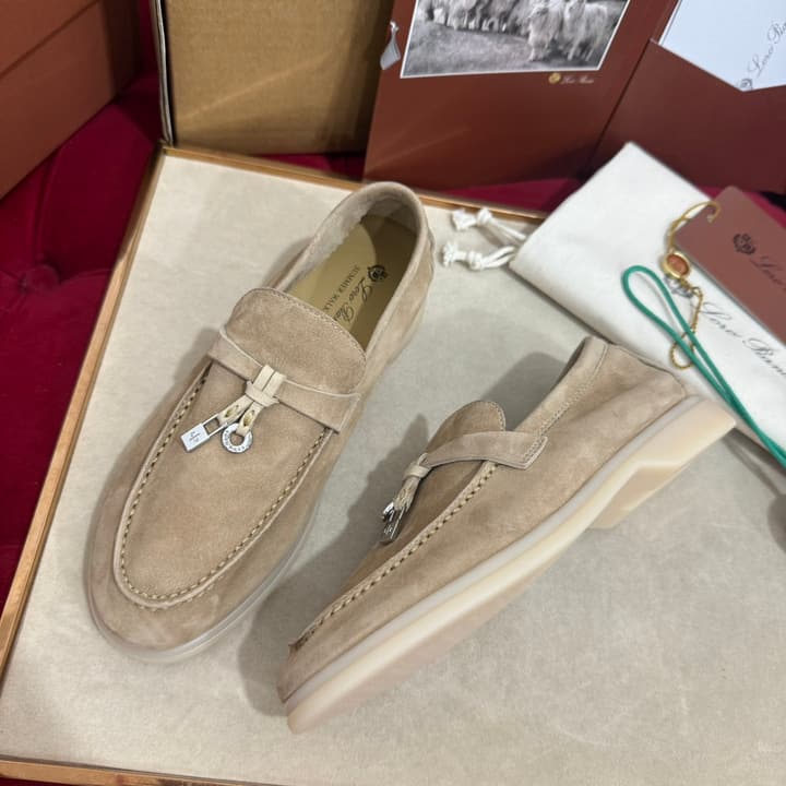 Loro Piana Summer Charms Walk Loafers – Kids Collection in Dusty Lavender Pink
