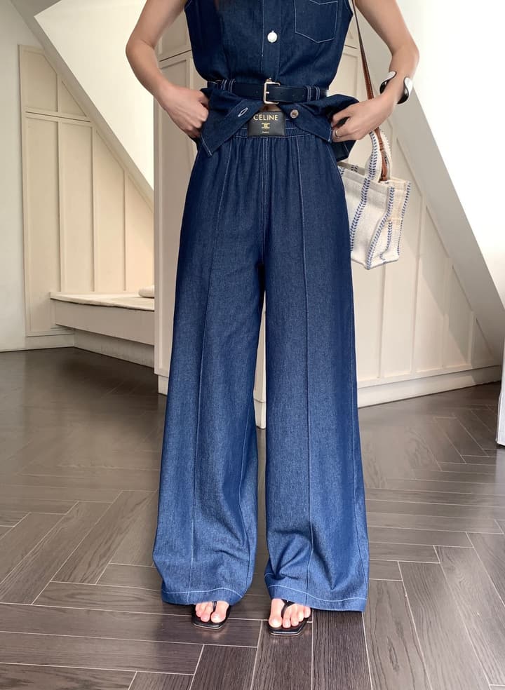Celine Denim Matching Set in Royal Blue