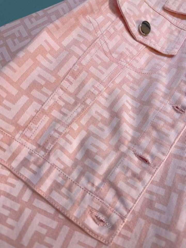 Fendi Kids Two-Piece Set (Jacket & Dress) – 2025SS in Light Pink Logo Set