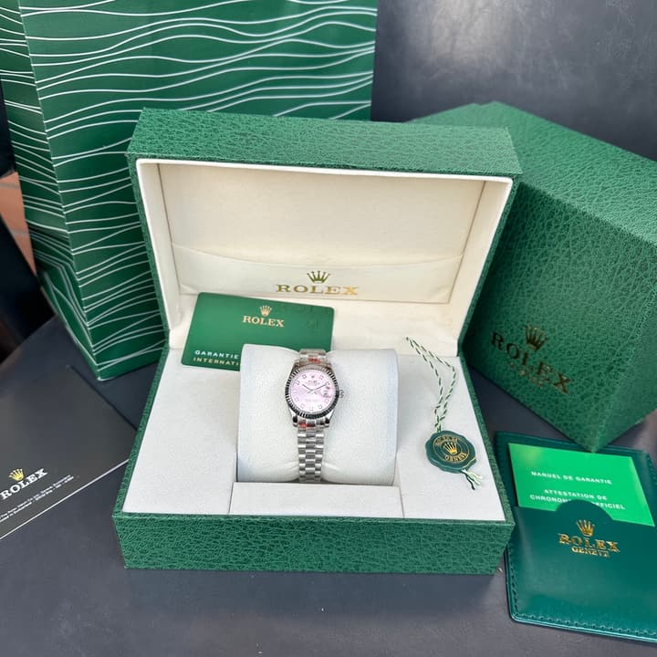 Rolex Datejust 28mm Ladies Pink Dial Diamond Watch