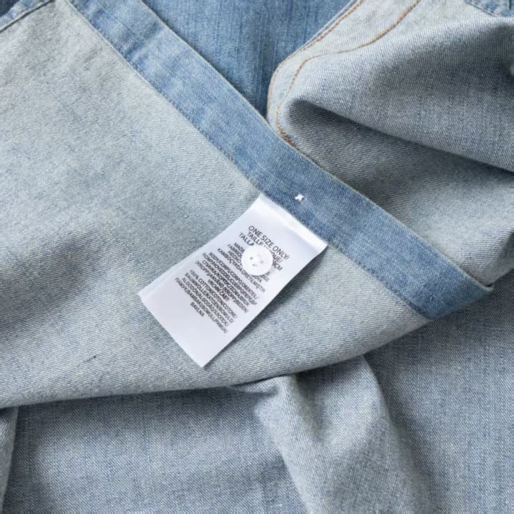 Ralph Lauren Washed Denim Shirt with Embroidered Logo in Dark Wash Denim Flat Lay