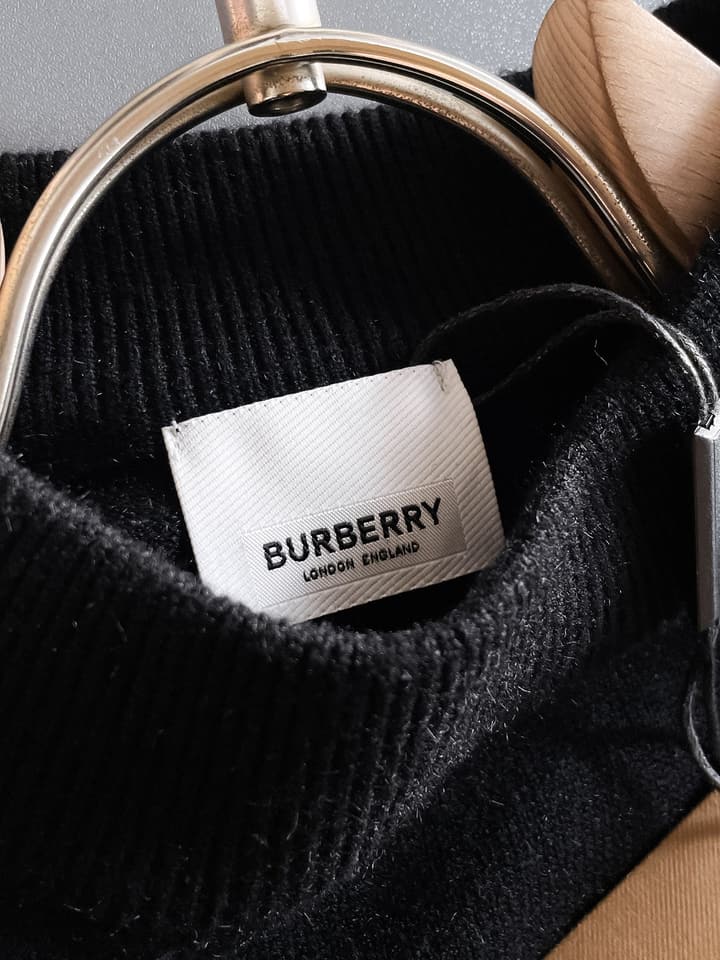 Burberry Half-Zip Wool Blend Sweater in Black Logo