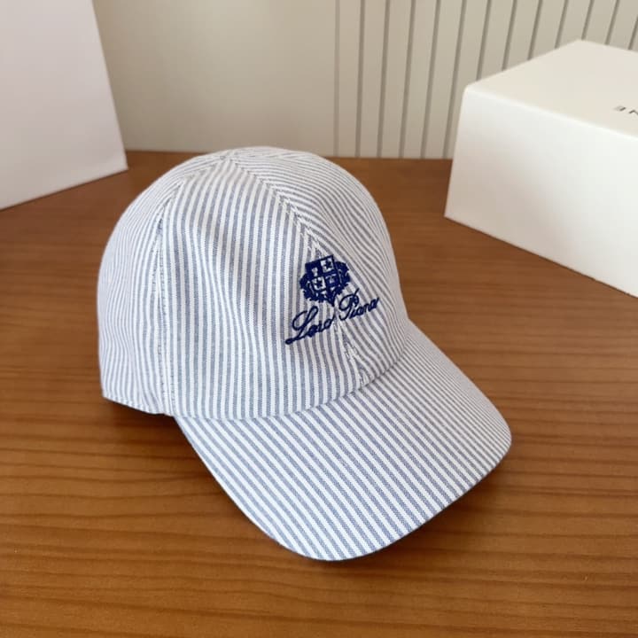 Loro Piana Baseball Cap in Cream With Tan Logo