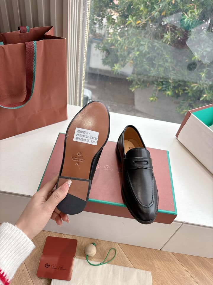 Loro Piana Classic Loafers in Burgundy Leather