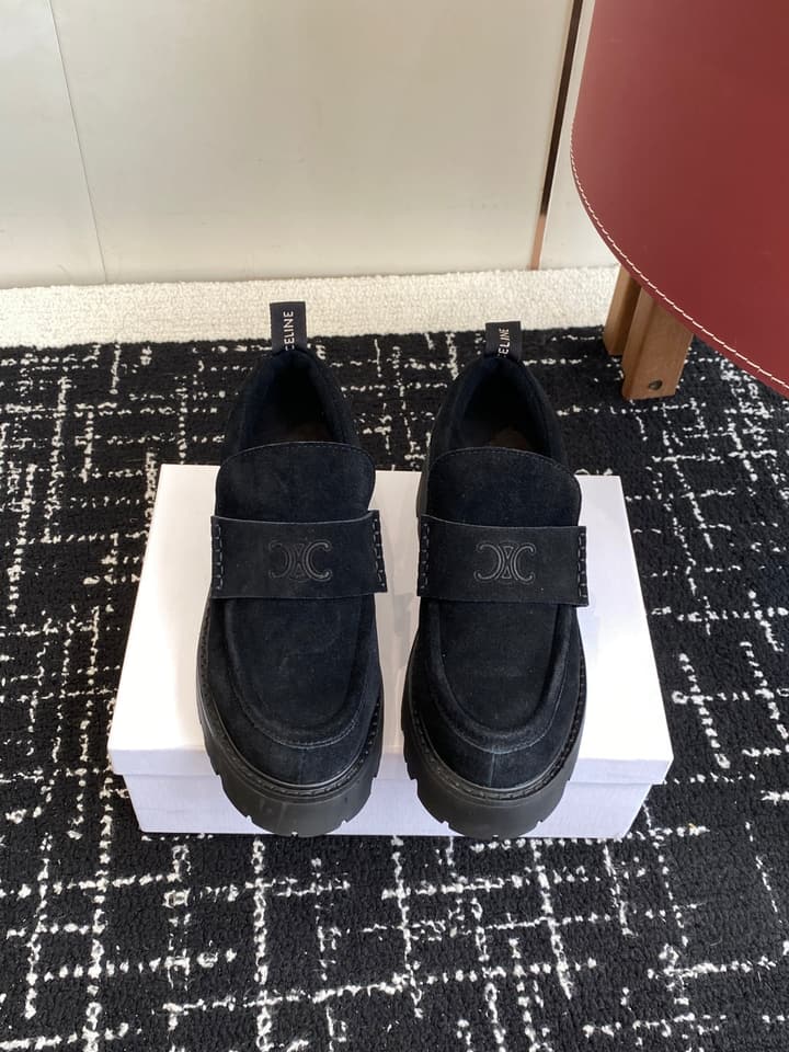 Celine Lisa Platform Loafers – 25SS Autumn/Winter Collection in Brown Suede Velcro