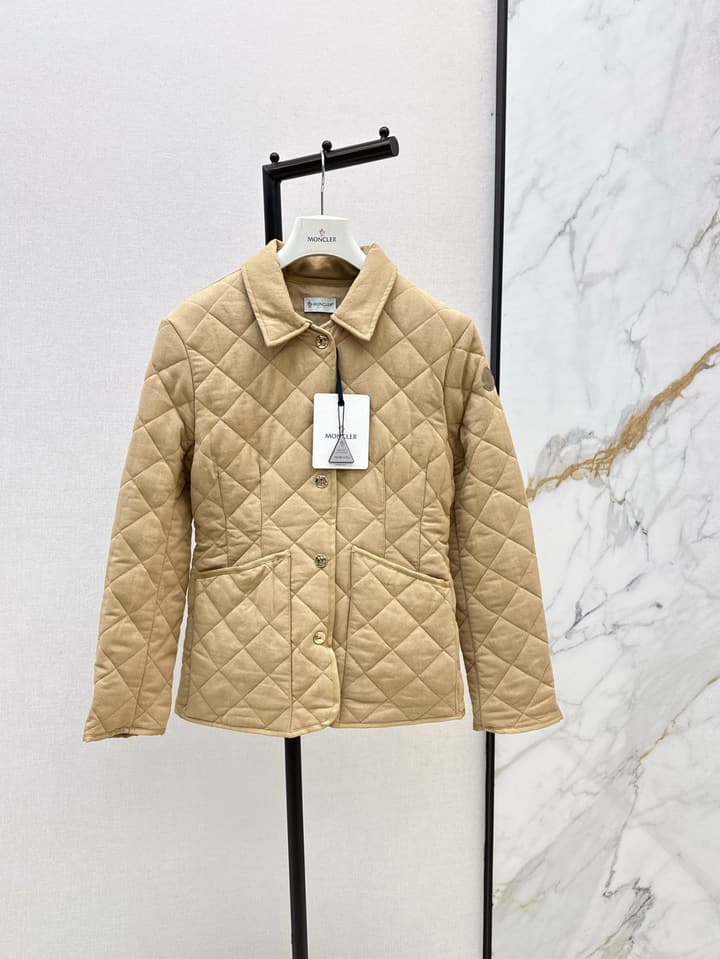 Moncler Quilted Padded Slim-Fit Jacket in Khaki