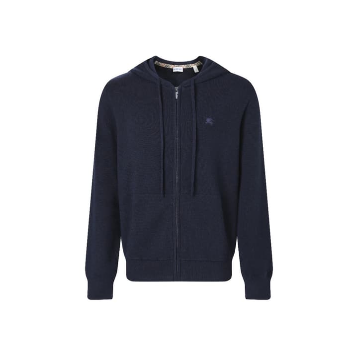 Burberry Embroidered Zip Cardigan in Dark Navy