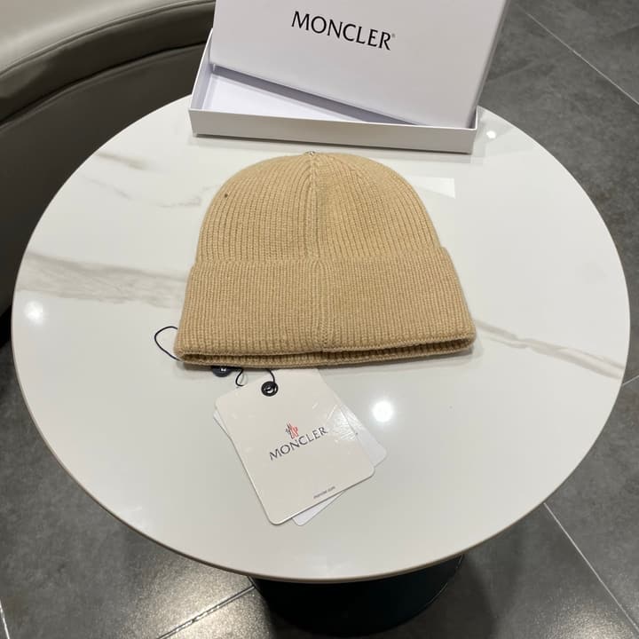 Moncler Knitted Beanie Hat in Classic Black