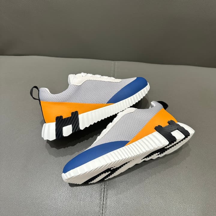 Hermès Bouncing Tech Mesh Sneakers in Black And White