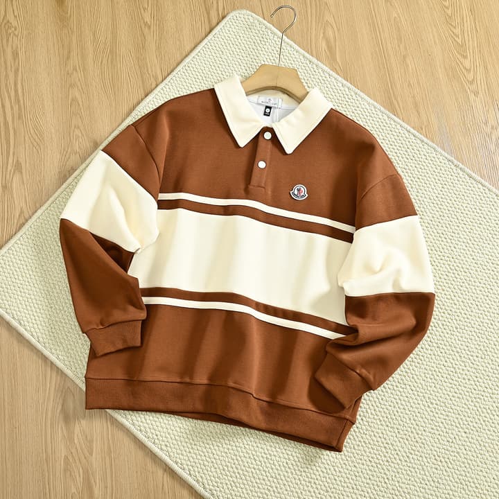 Moncler Striped Long-Sleeve Polo Shirt – Spring Collection