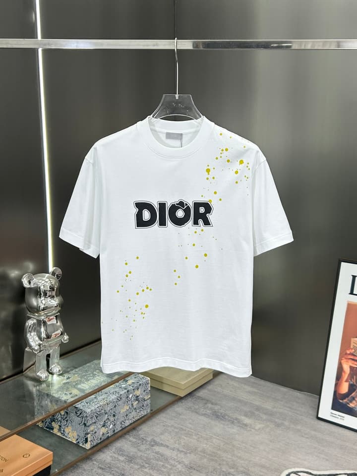 Dior 3D Logo High-Count Cotton T-Shirt – 2026SS in Black With Blue Graffiti Logo
