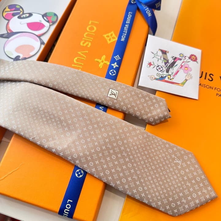 Louis Vuitton Damier Silk Tie in Charcoal Grey