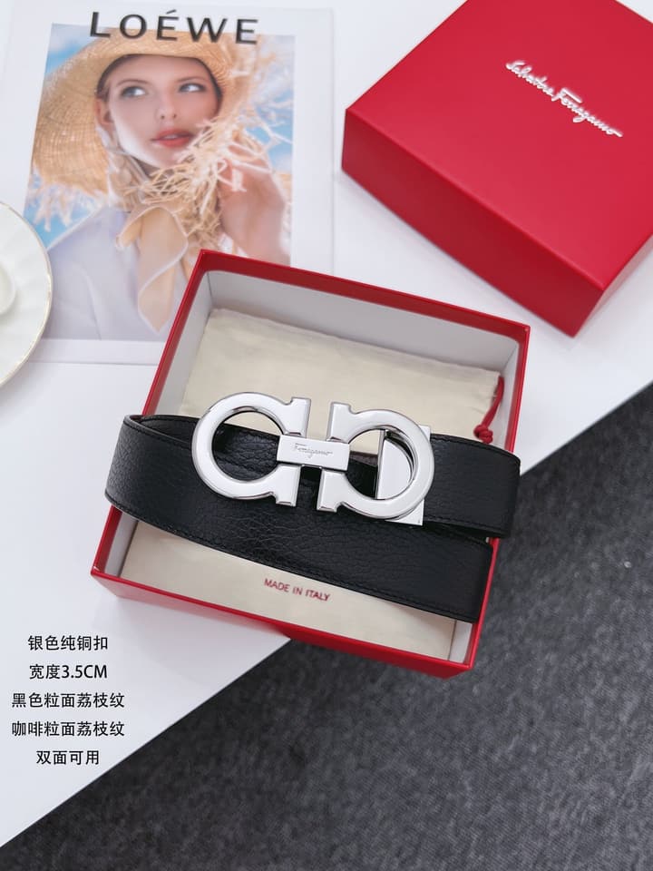 Ferragamo Men's Reversible Leather Belt in Assorted Buckle Display