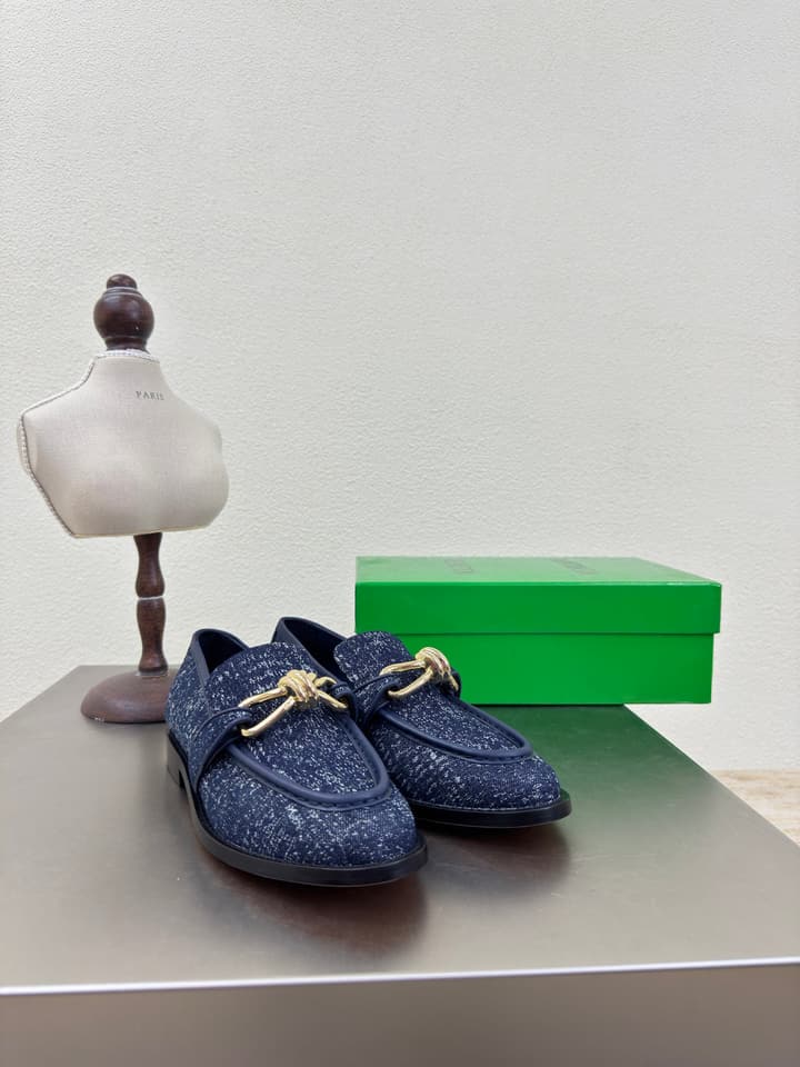 Bottega Veneta Astaire Washed Denim Loafers in Blue Washed Denim